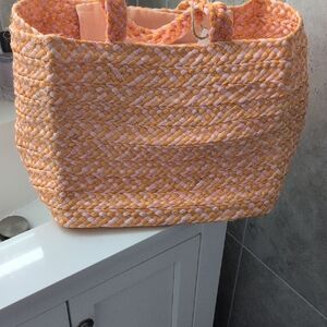 Stylish Orange Woven Tote Bag